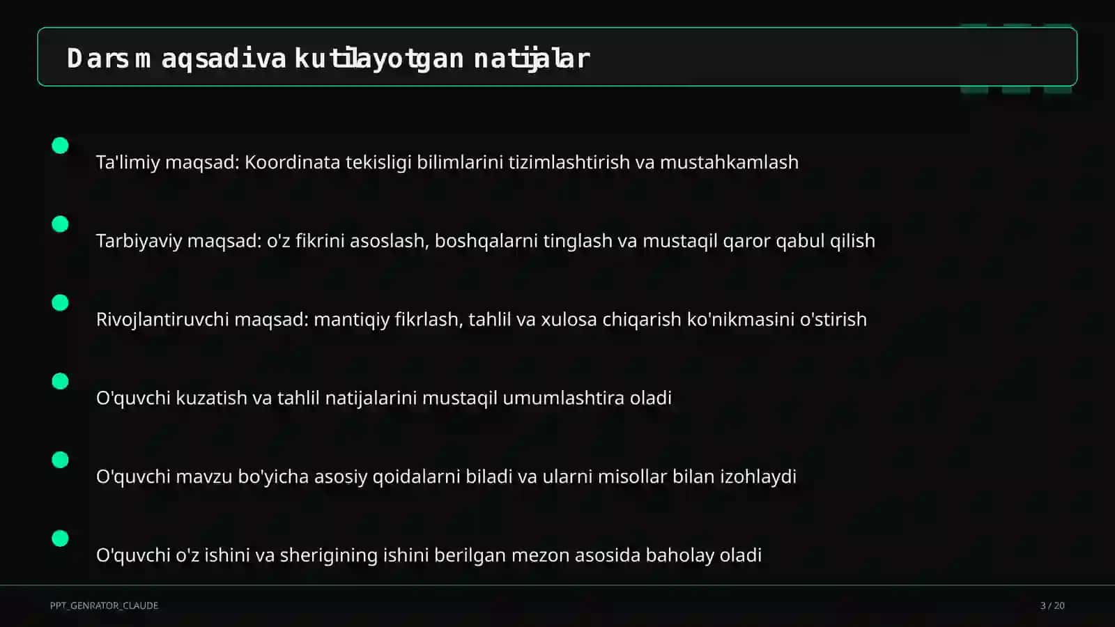 Koordinata tekisligi (6-sinf) 3