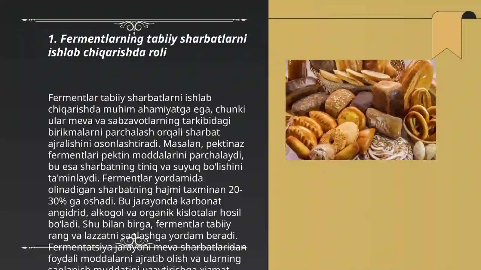 Spirt, non, tabiiy sharbatlar ishlab chiqarishda fermentlardan foydalanish 3