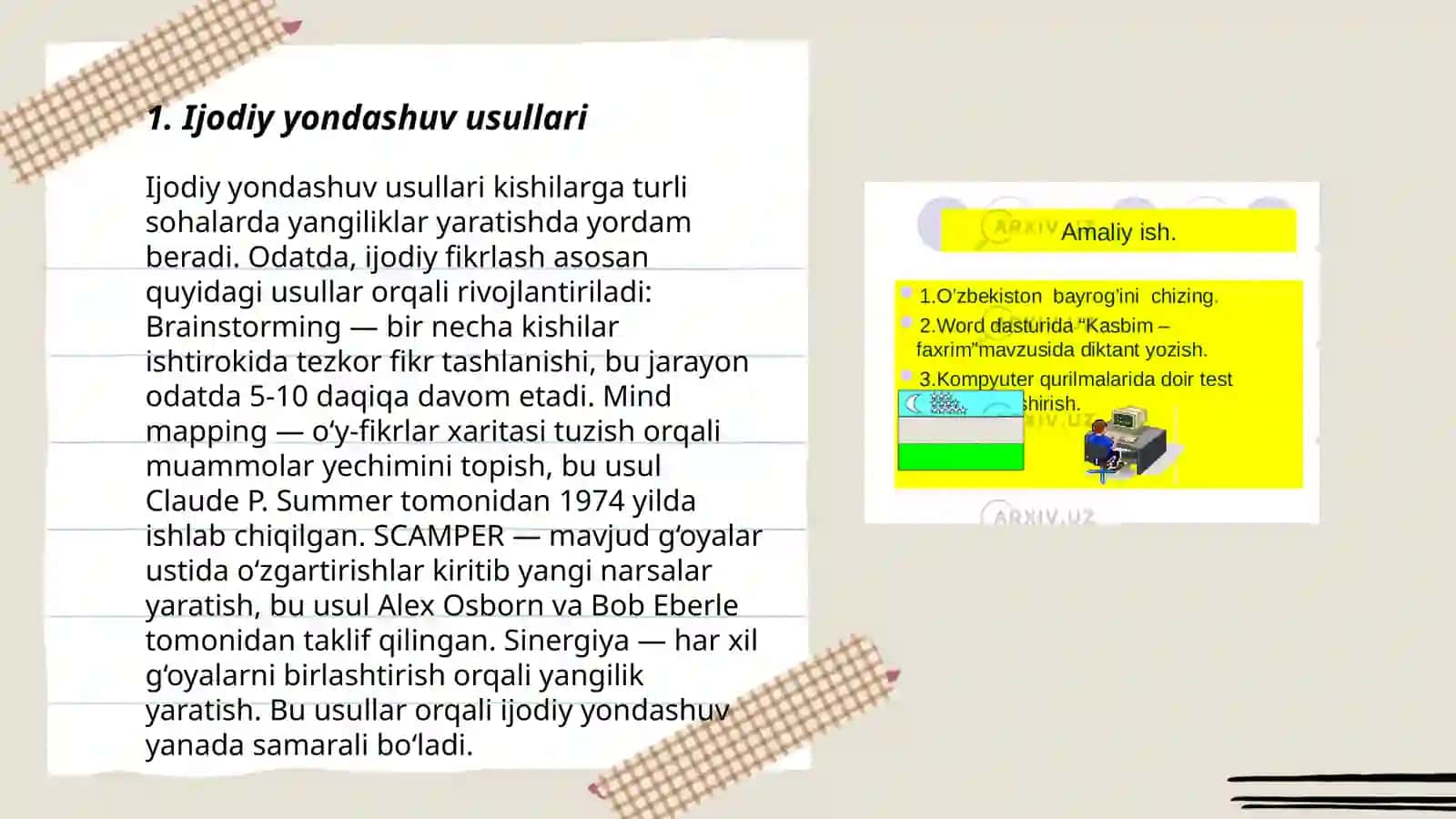 Ijodiy materiallar tayyorlash. Loyihalar bilan ishlash 3