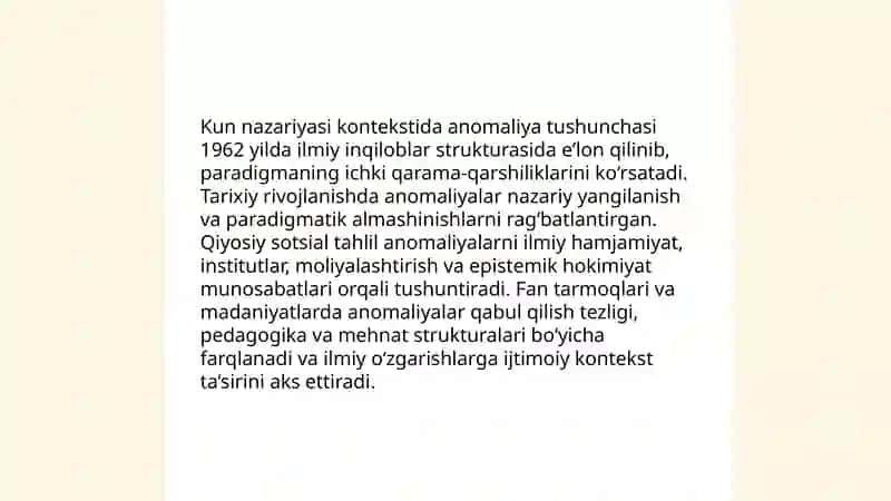 Kun nazariyasida anomaliyalar tushunchasini qiyosiy sotsial tahlil qilish 3