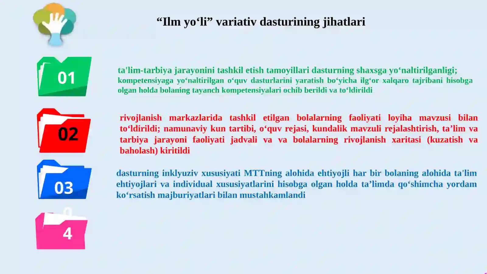 “Ilm yo‘li” varatival dasturi va unga kiritilgan yangiliklar 3