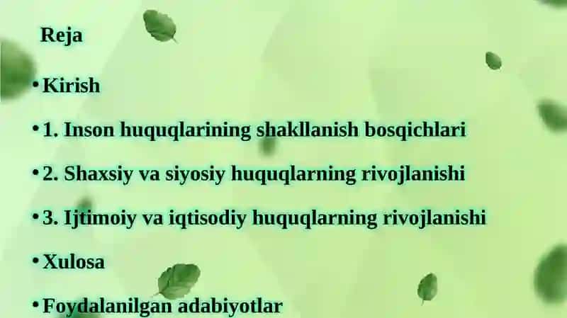 Insonning shaxsiy, siyosiy, ijtimoiy va iqtisodiy huquqlarining tarixi va rivojlanishi 3