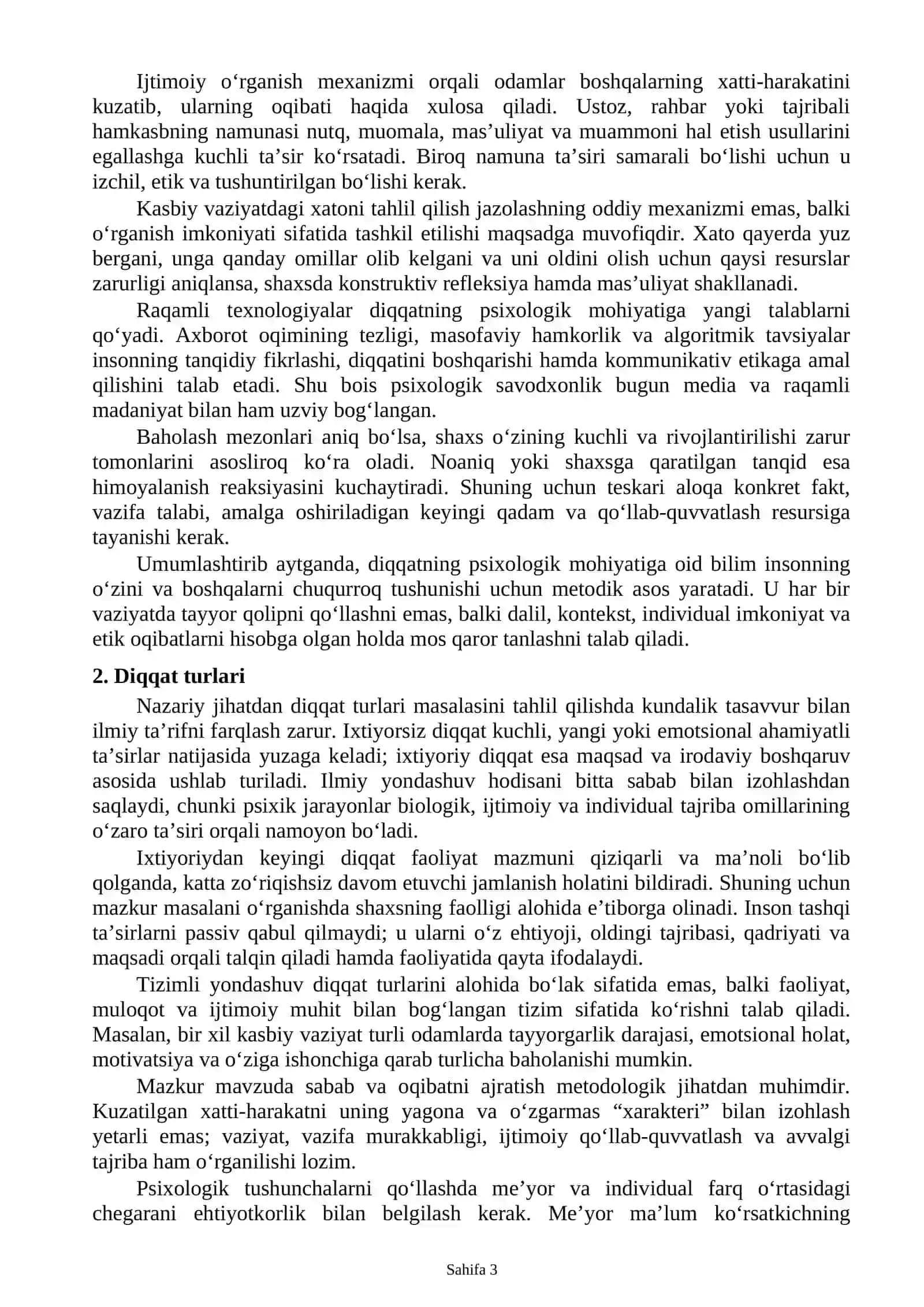 Shaxsning bilish jarayonlari: diqqat va uning turlari 3