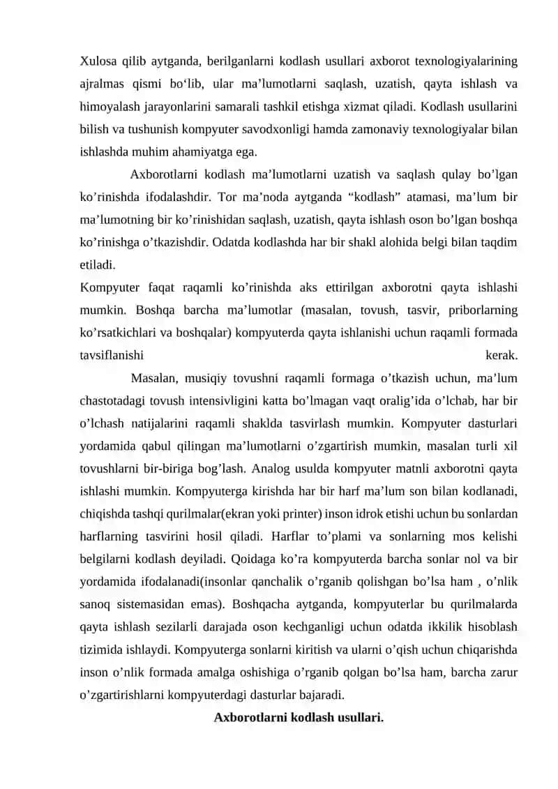 Berilganlarni kodlash usullari 3