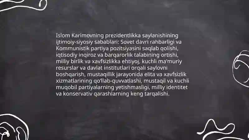 Islom Karimovning O’zbekiston Respublikasi Prizidenti etib saylanishi 3
