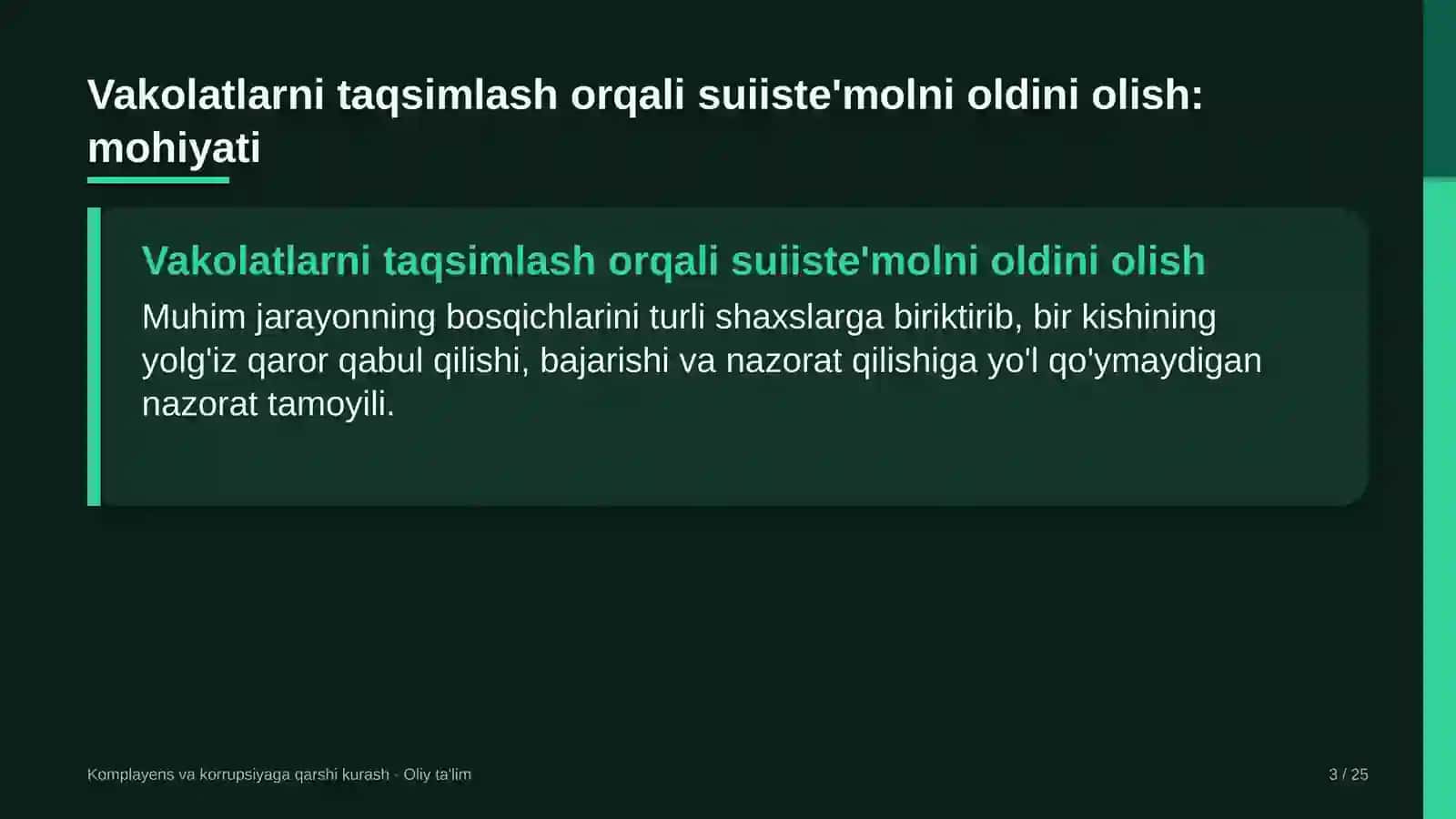 asfalt beton zavodlarida vakolatlarni taqsimlash orqali suiiste'molni oldini olish 9213 3