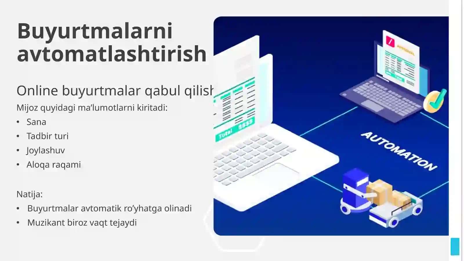 Muzikant xizmatlari uchun biznesni avtomatlashtish 3