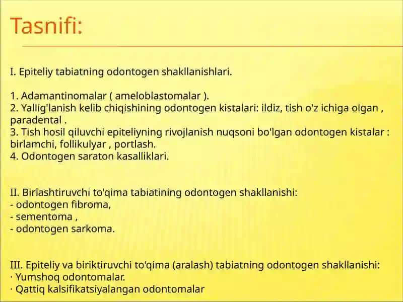 Odontogen yaxshi sifatli oʻsmalar 3