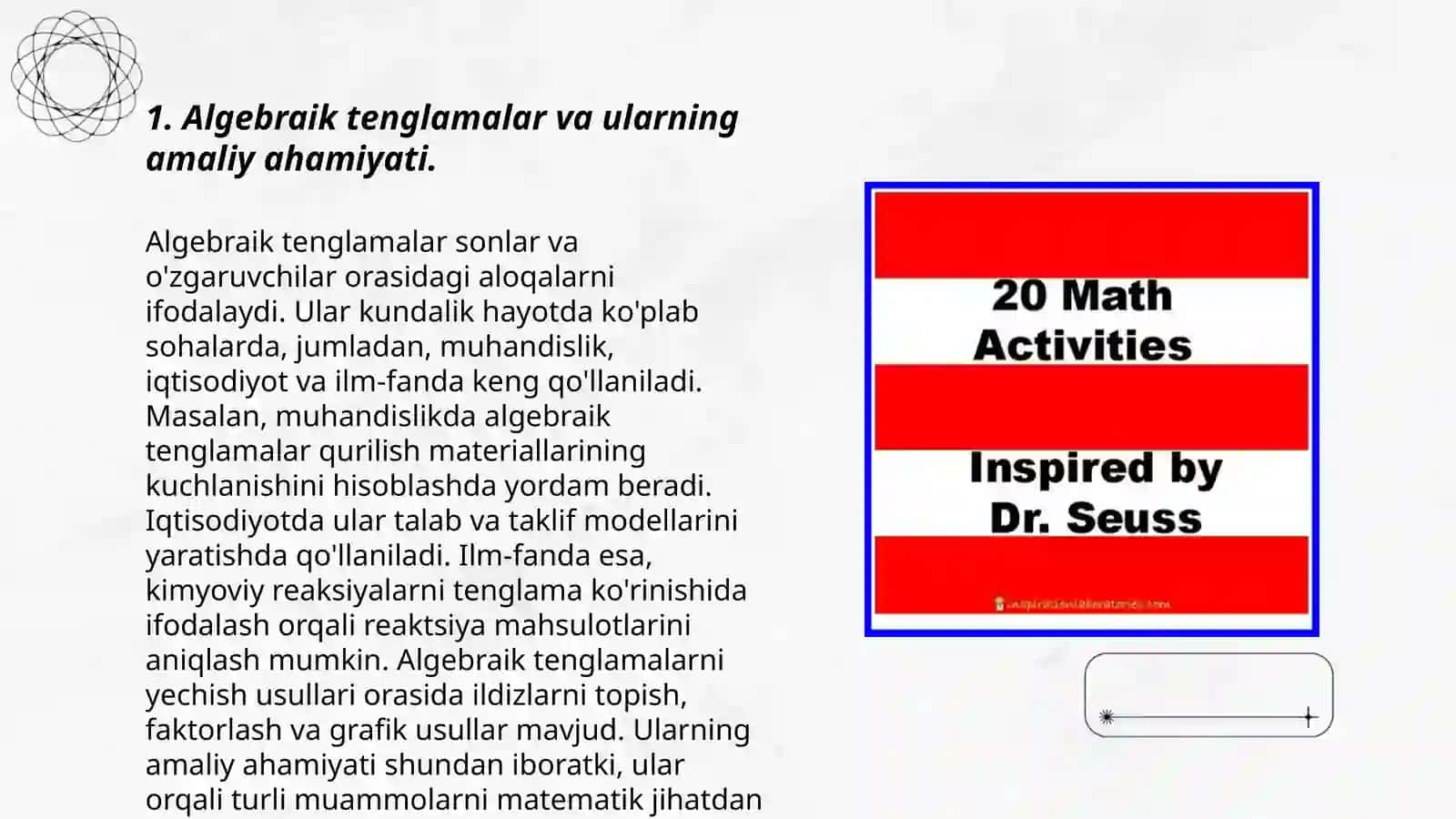 Algebraik tenglamalar va ularning amaliy ahamiyati 3
