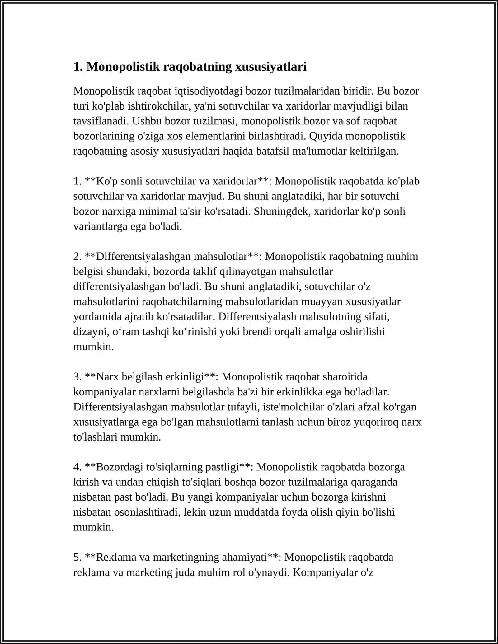MONOPOLISTIK RAQOBAT VA OLIGIPOLIYANING TAHLILI 3