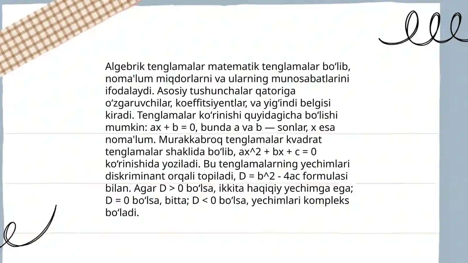 Algebraik usullar 3