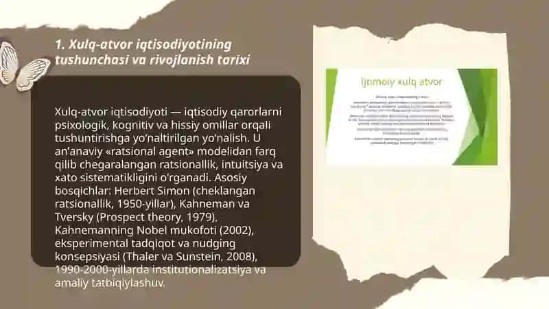 Xulq-atvor iqtisodiyoti: Psixologiya va iqtisodiy qarorlar qabul qilish 3