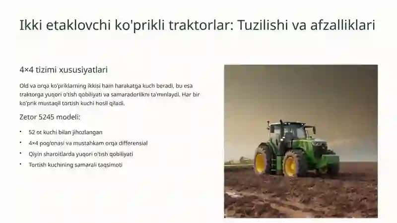 Etaklovchi ko'prikli traktor va avtomobil konstruktsiyasi 3