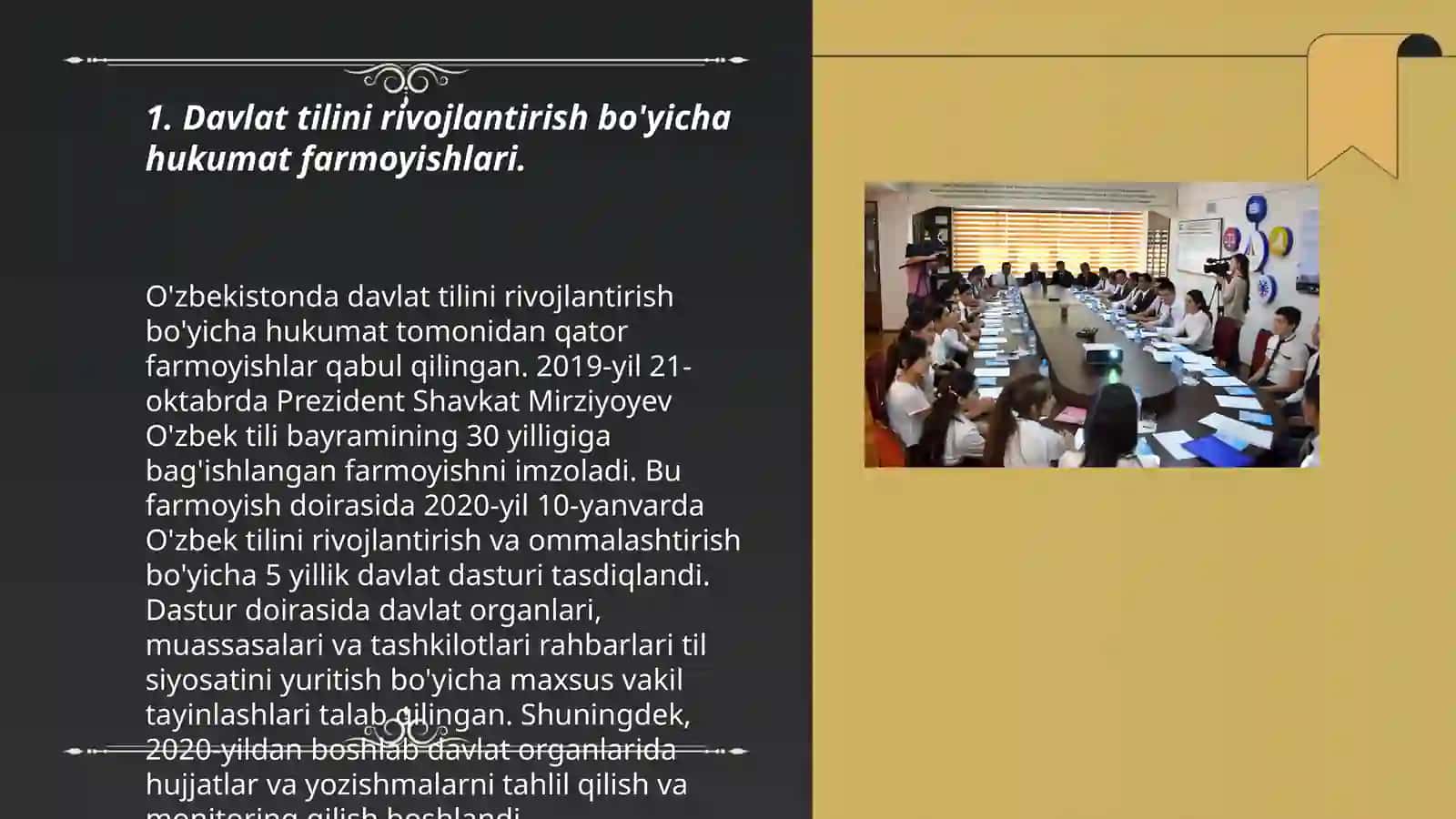 Manaviyat va davlat tili rivojlantirish masalalari (Farmoyish hujjatlari ) 3