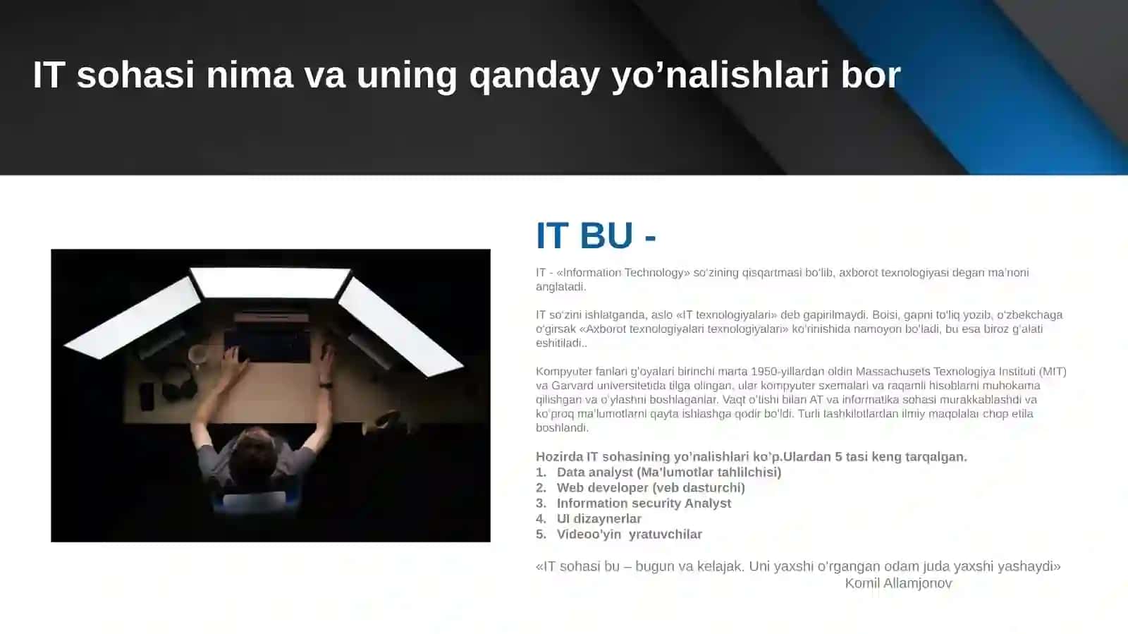 Iqtisodiyotda IT sohasining o’rni yoki Raqamli Iqtisodiyot 3