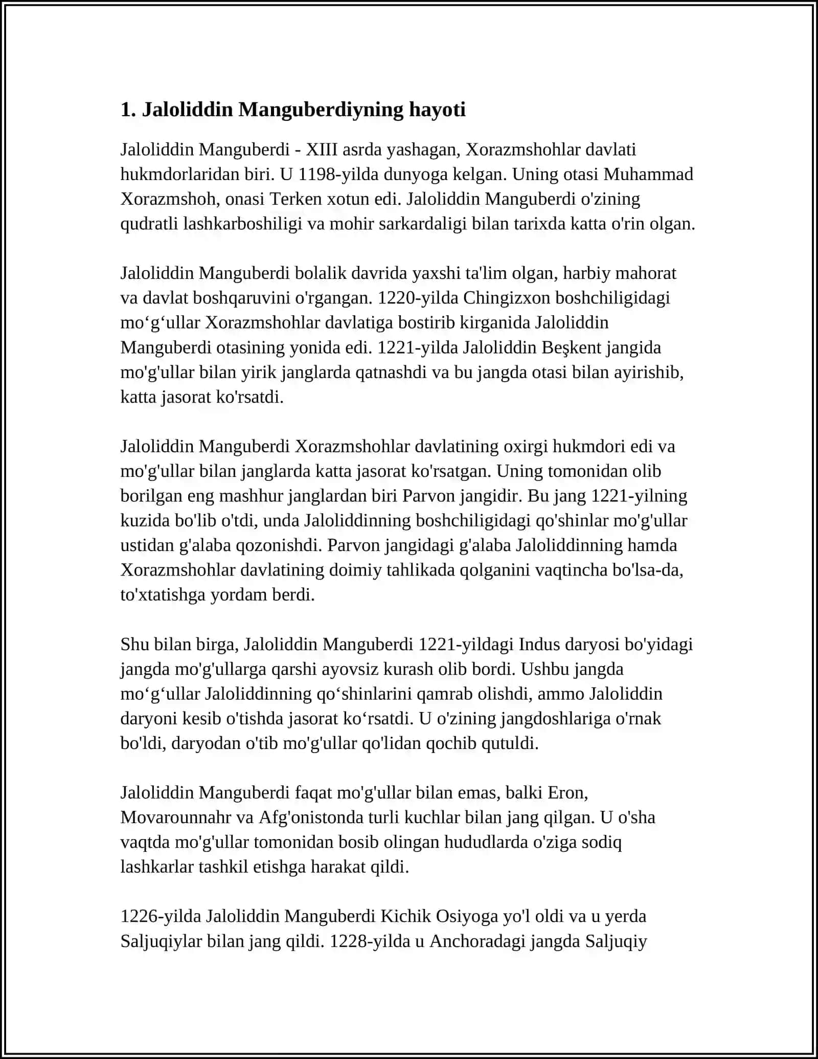 MUSTAQIL ISH Mavzu: JALOLIDDIN MANGUBERDI BUYUK SARKARDA 3