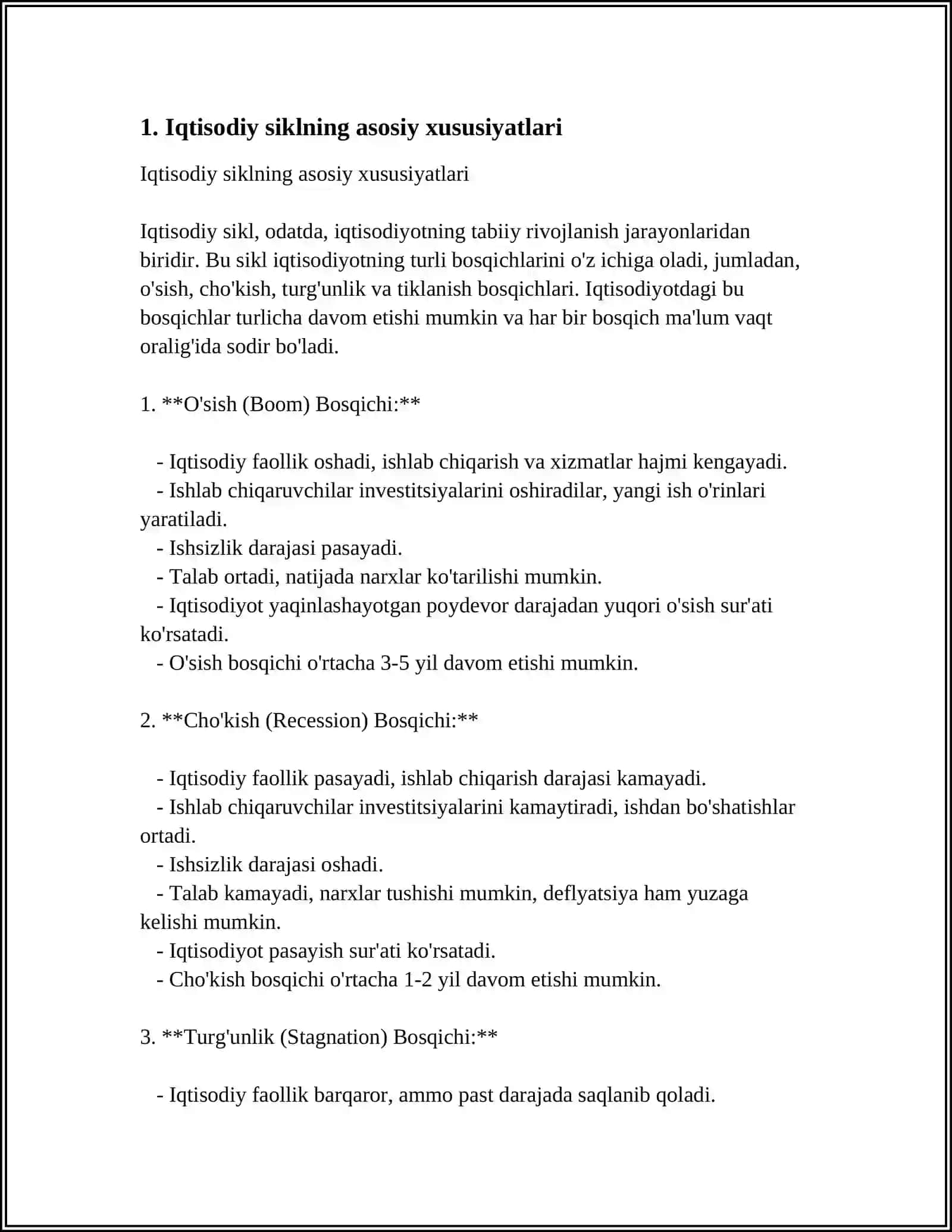 IQTISODIY SIKL VA UNING TURLI HIL NAZARIYASI 3