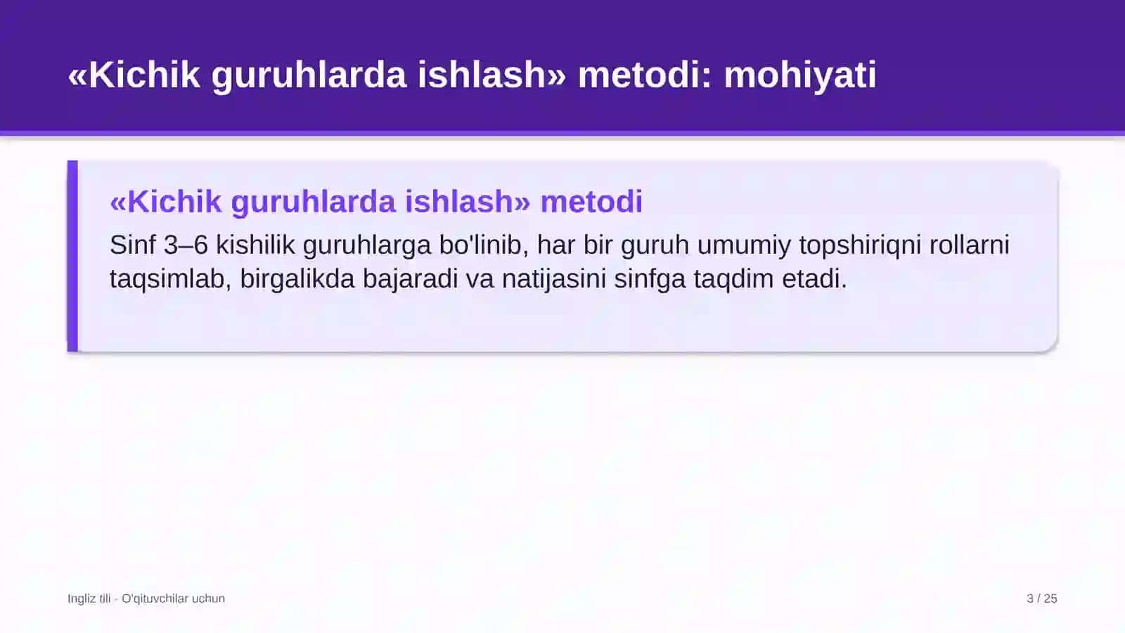 ingliz tili darslarida kichik guruhlarda ishlash metodidan foydalanish 3755 3