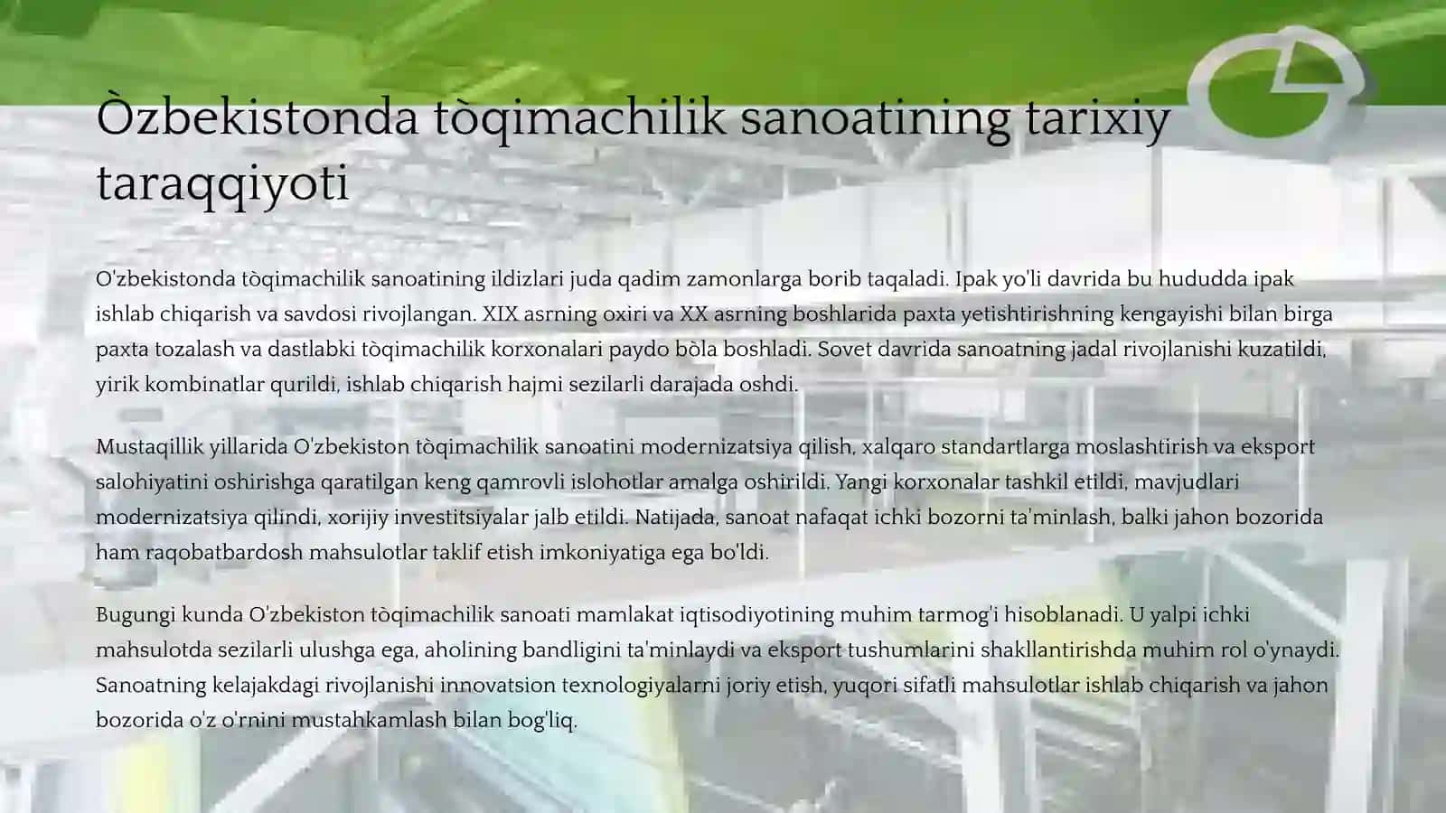 Tòqimachilik korxonalarining yangi texnika va texnalogiyalari 3