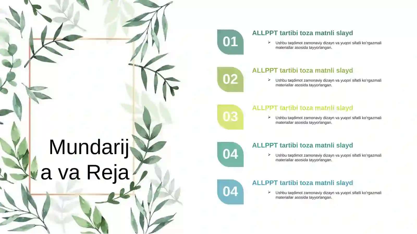 Tabiiy Yashil Barglar Morfologiyasi va Botanika Taqdimoti (48 Slayd) 3