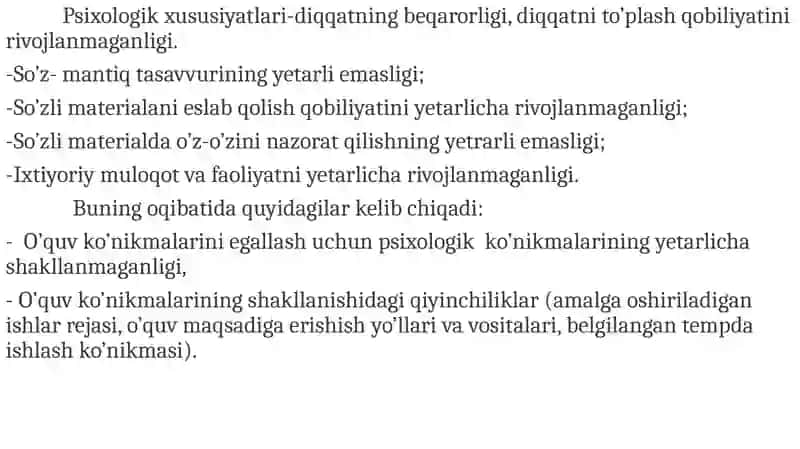 Turli nutq nuqsonlariga ega o’quvchilar guruhlariga tavsifnoma 3