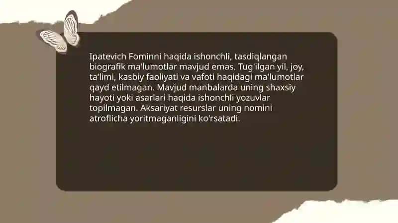 Ipatevich Fominni: qisqacha hayoti va tarjimai holi 3