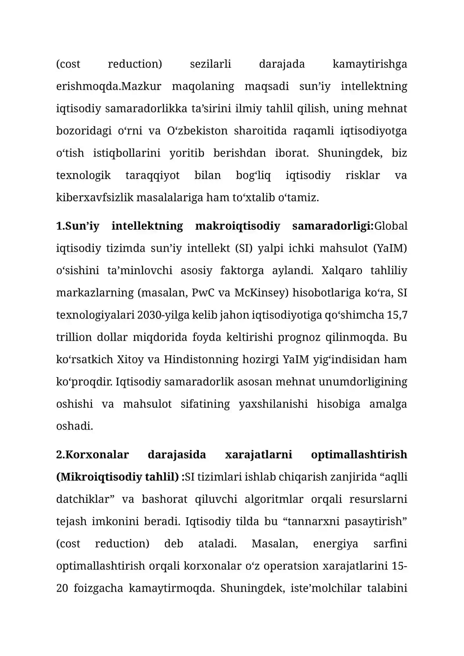 MAQOLA.SUN’IY INTELLEKTNING IQTISODIY SAMARADORLIGI VA UNING INSON HAYOTIGA TA’SIRI 3