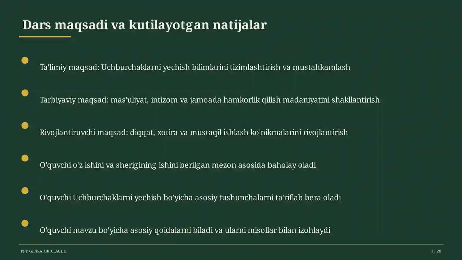 Uchburchaklarni yechish (9-sinf) 3