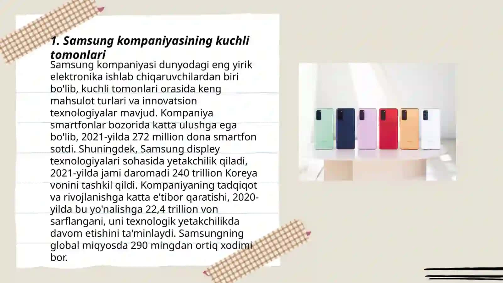 Samsung kompaniyasi SWOT taxlili 3