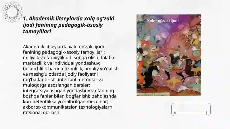 Akademik litseylarda xalq ogʻzaki ijodi fanining o‘ziga xos o‘qitilish tamoyillari 3