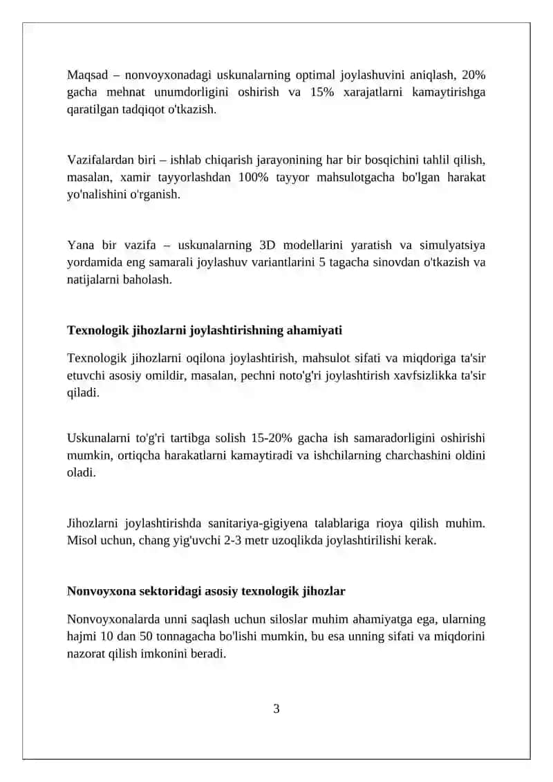 Pishirish sexidagi texnologik jihozlarni joylashtiruvini o'rganish 3