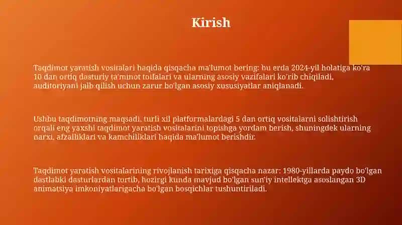 Taqdimotlar yaratish instrumental vositalar 3