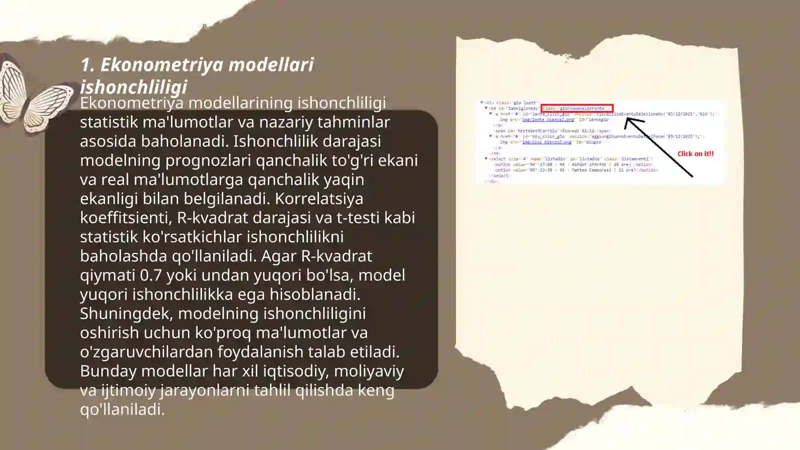 Ekonometrik modellarning ishonarliligi va ularni parametrlarni mohiyatining baholash 3