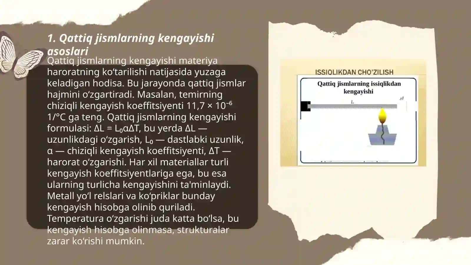 Qattiq jismlarning issiqlikdan kengayishi 3