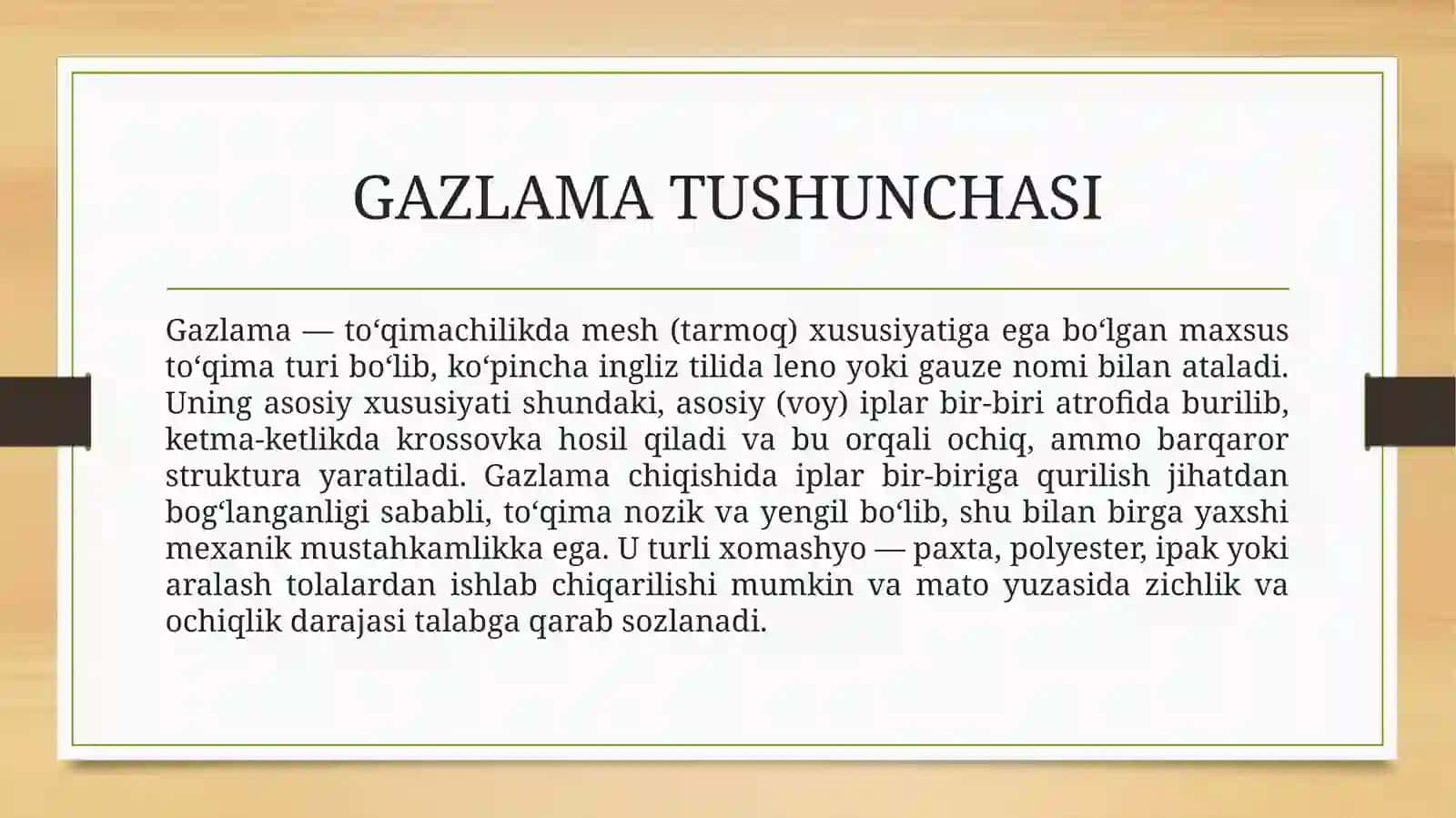 Gazlama va uning toʼquv dastgohida shakllanishi 3