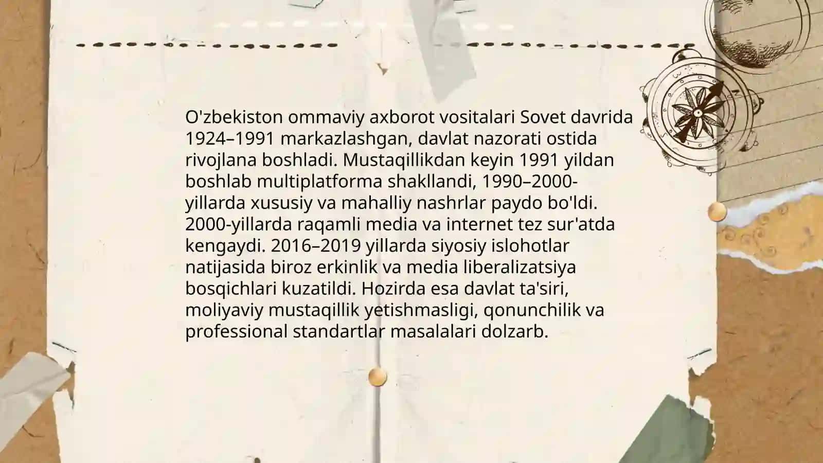 O'zbekiston Respublikasida ommaviy axborot vositalarining faoliyati o'zgarish va muammolari 3