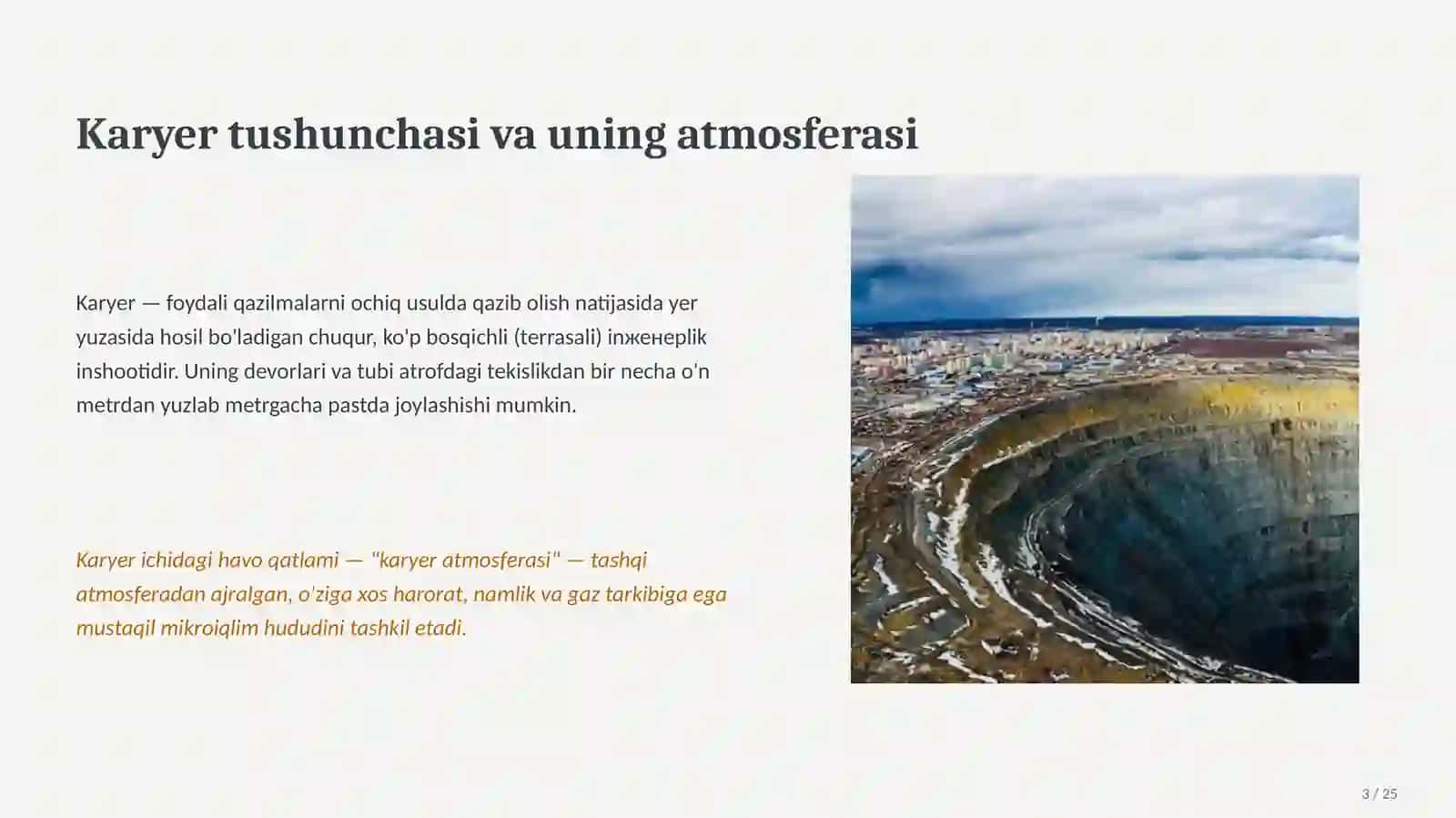 Karyerning termodinamik holati va uning havo harakatiga ko'rsatadigan ta'siri 3