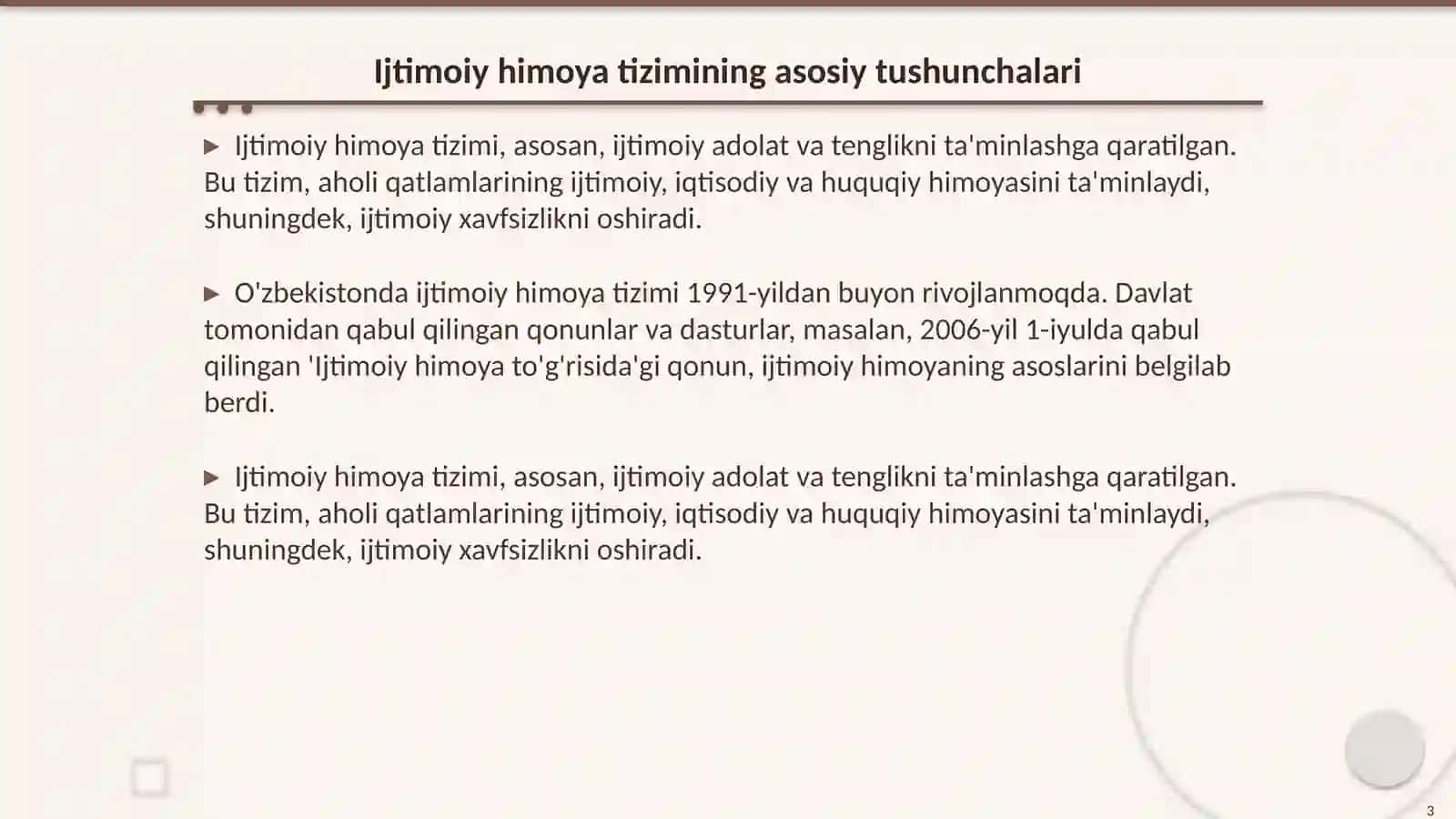 Islom Karimov nutq va maqolalarda ijtimoiy himoya asoslari togrisida 3