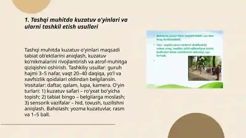 Tashqi muhitda kuzatuv o'yinlari va ularni tashkil etish usullari 3