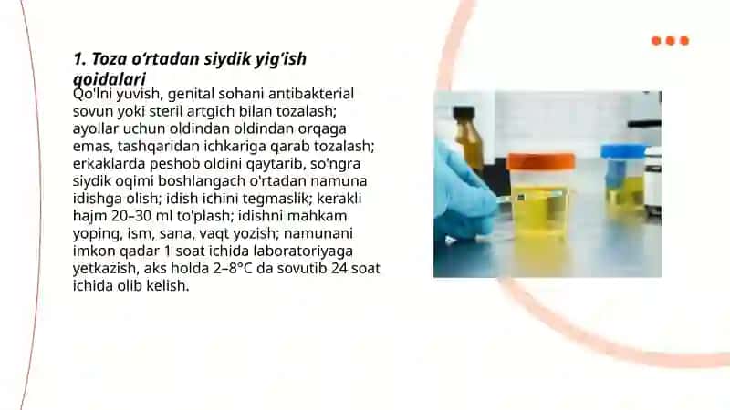 Umumiy tahlil va sinamalar uchun siydik yiĝish 3