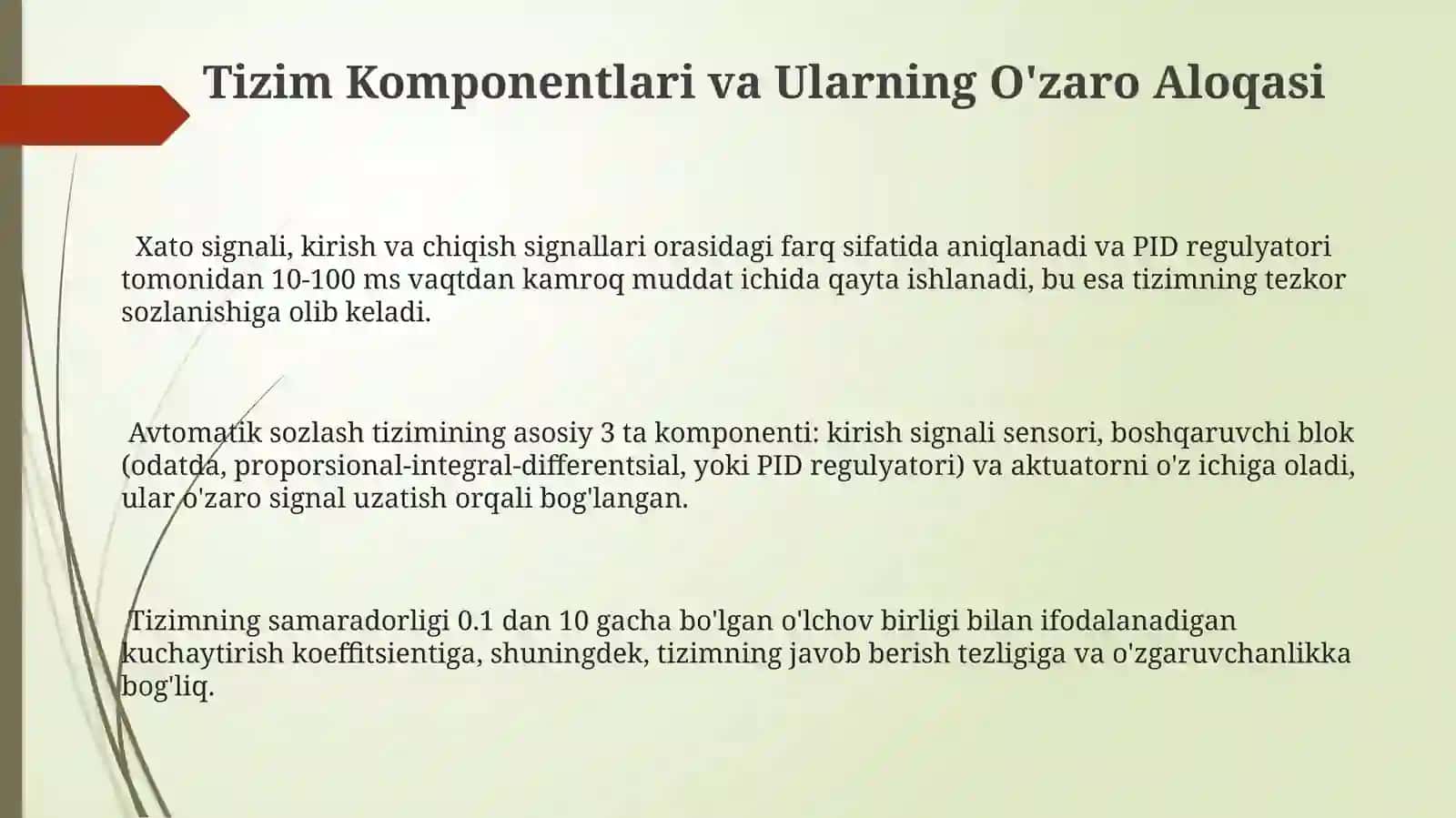 Chiziqli avtomatik rostlash sistemalar 3
