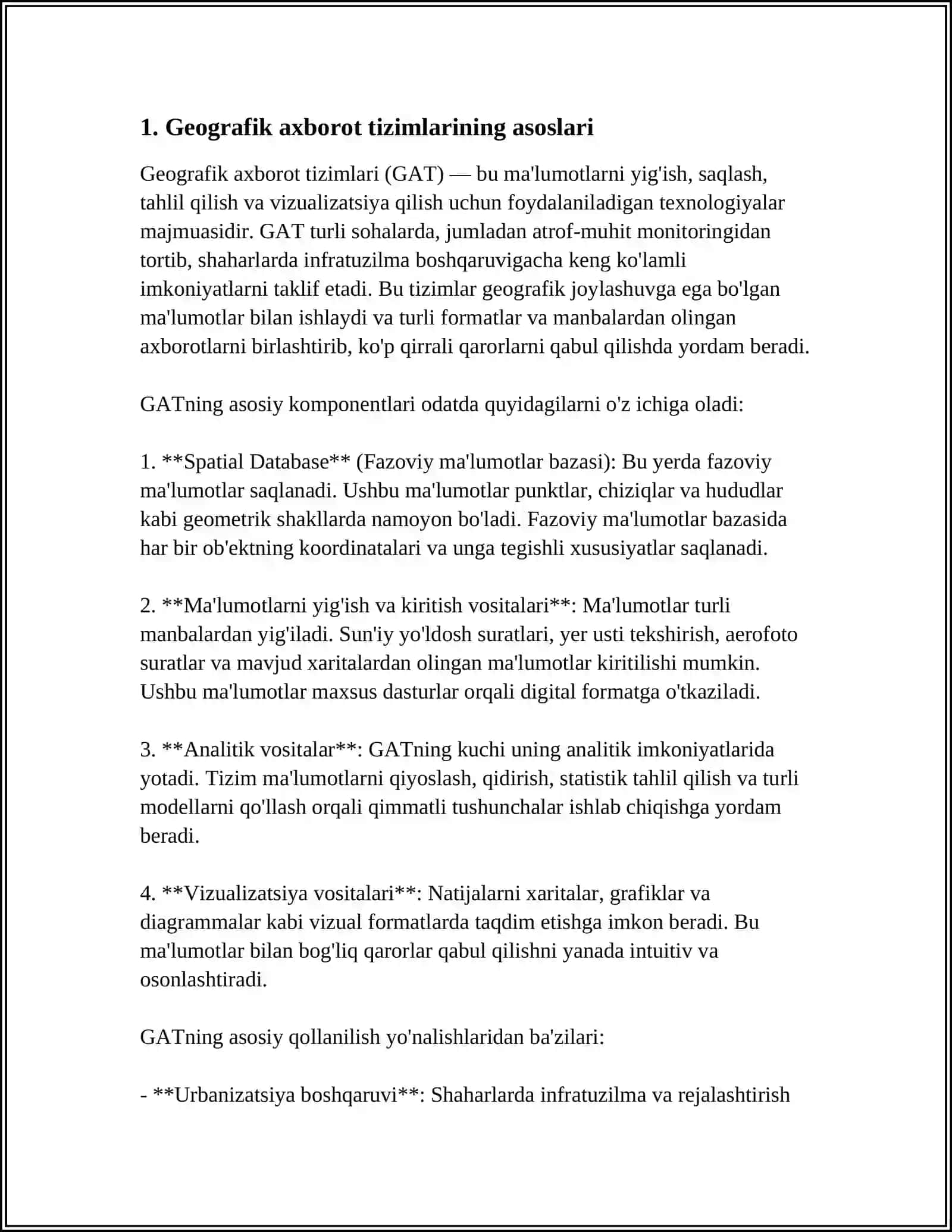 SHAHAR INFRATUZILMASINI TAHLIL QILISH UCHUN GISNI QO‘LLASH 3