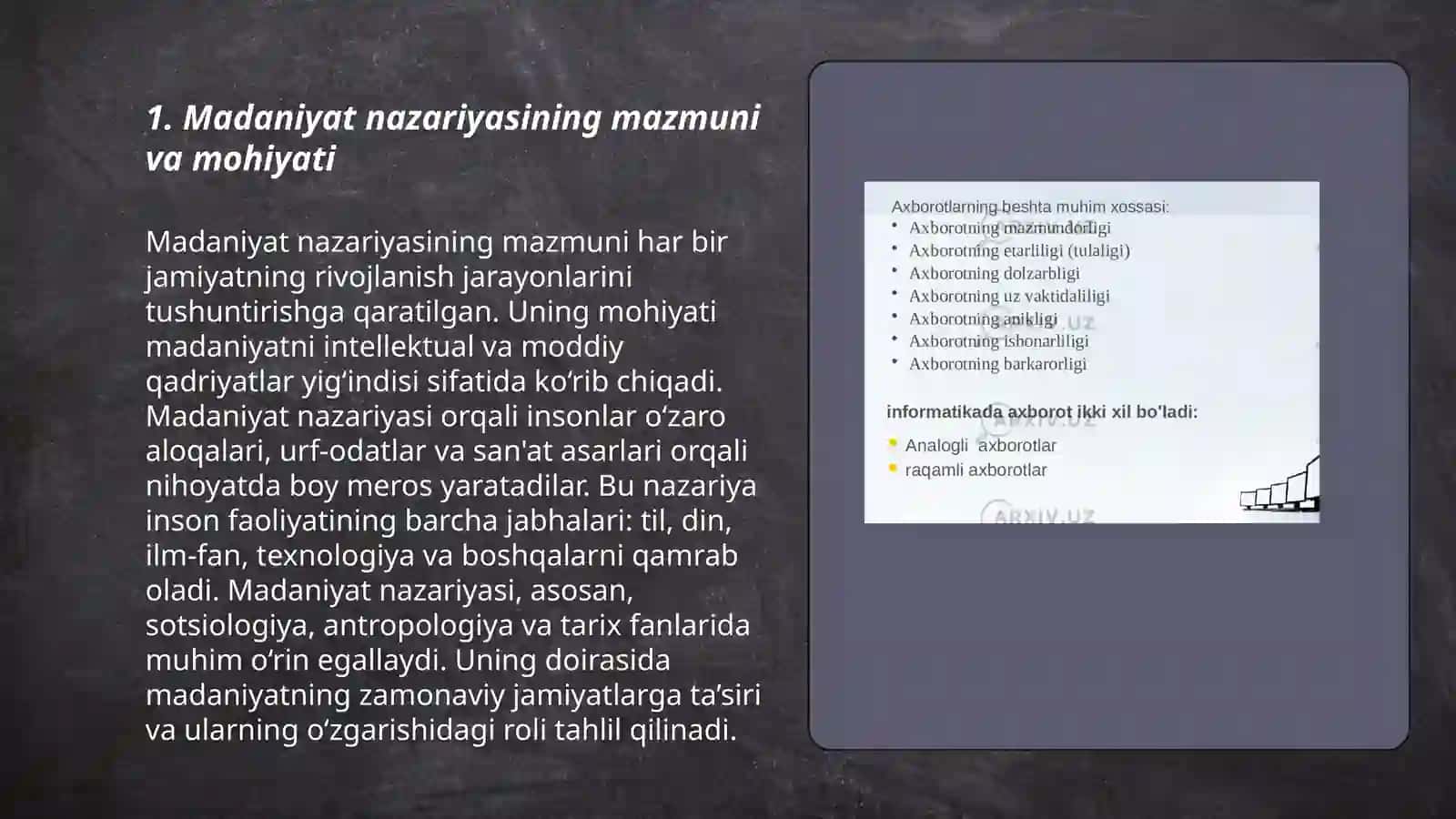 Madaniyat nazaryasi fanining predmeti va vazifalari 3