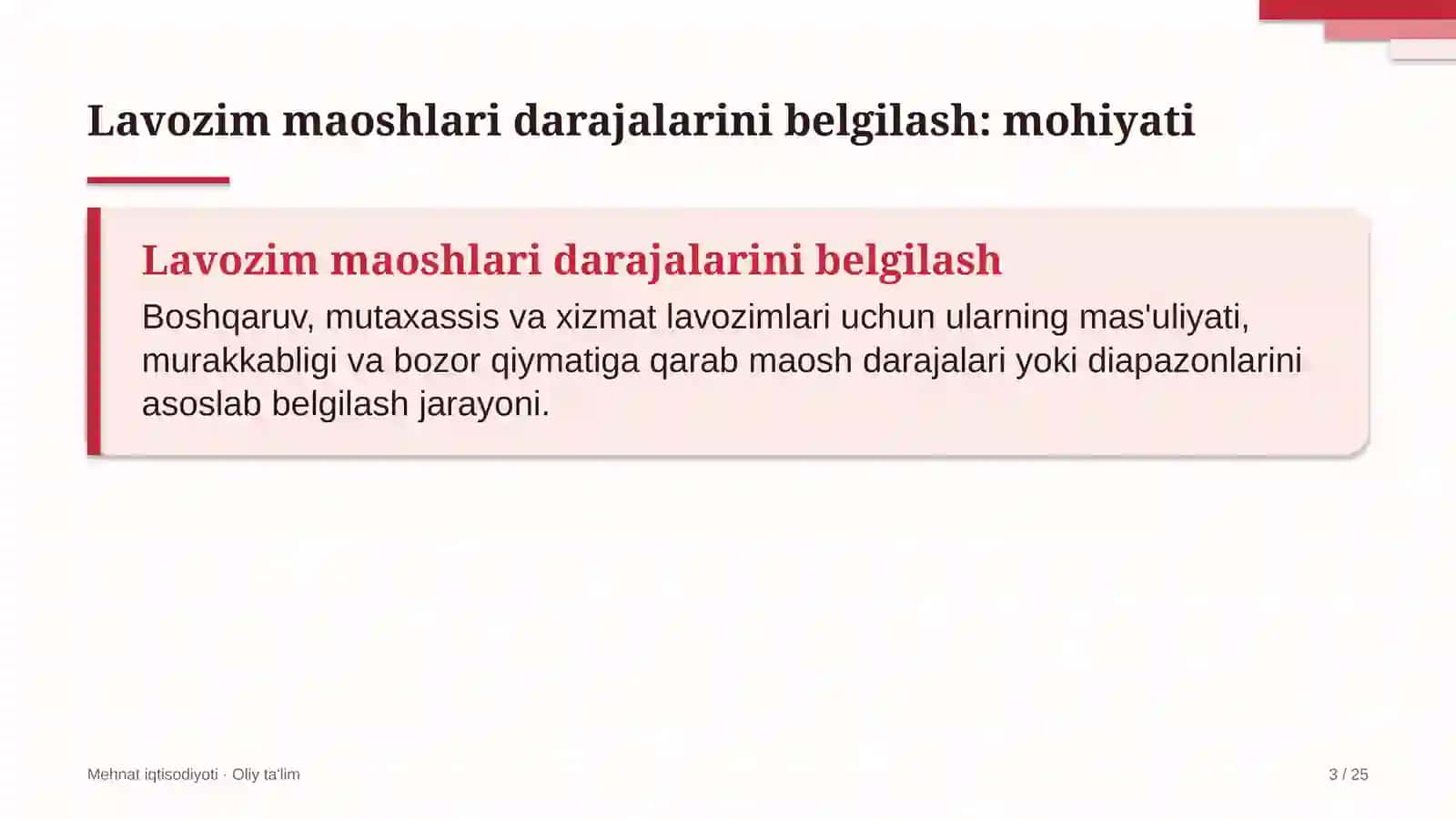 Limonchilikda lavozim maoshlari darajalarini belgilash 3