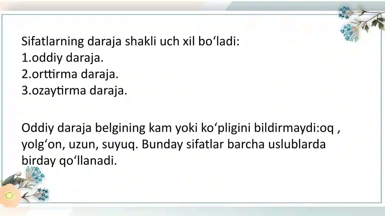 SIFATNING MORFOLOGIK XUSUSIYATLARI 3
