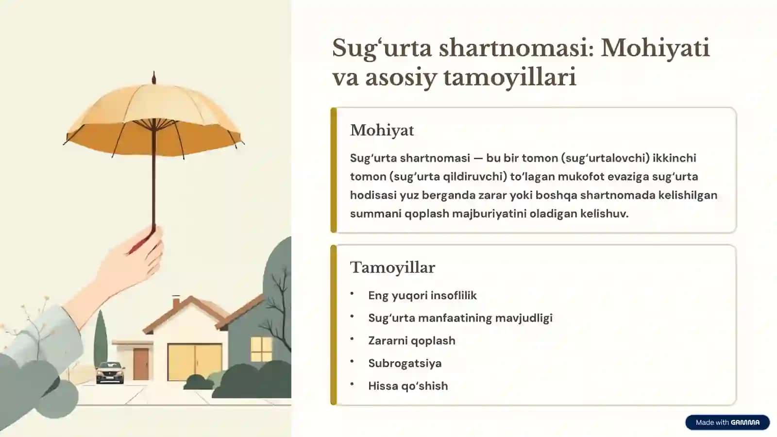 Sug‘urta shartnomasi va Oddiy shirkat shartnomasi Taqqoslama 3
