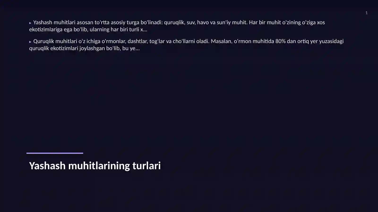 Yashash muhitlari va ularning xususiyatlari 3