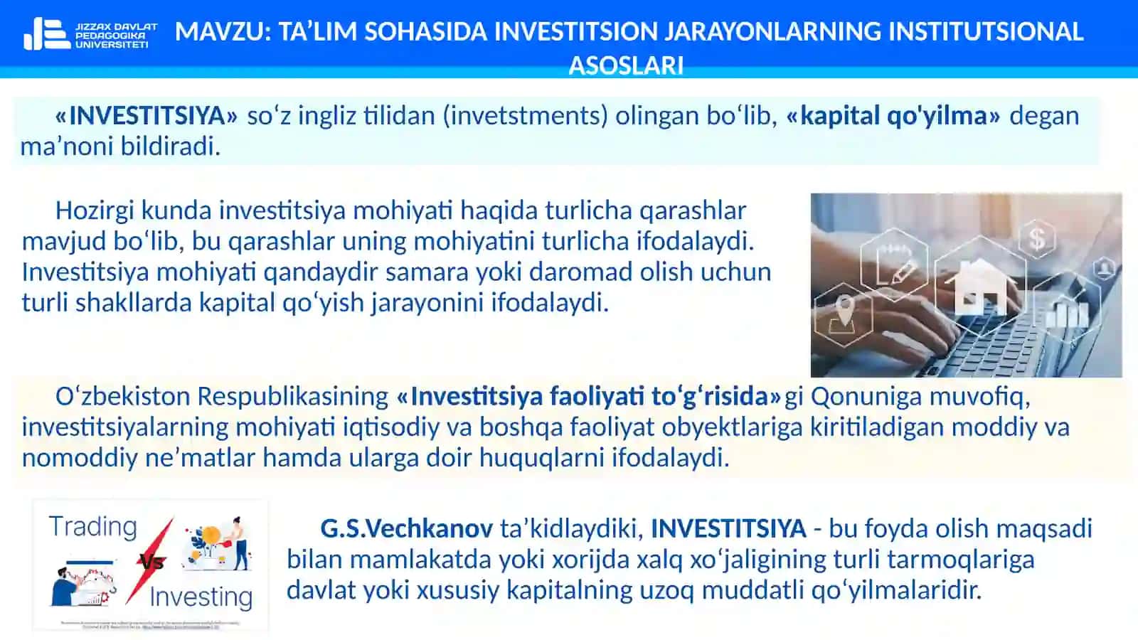 TA’LIM SOHASIDA INVESTITSION JARAYONLARNING INSTITUTSIONAL ASOSLARI 3