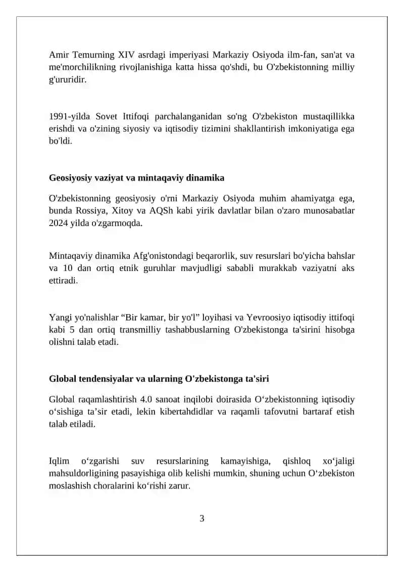 Oʻzbekistonning oʻziga xos taraqqiyot yoʻlini tanlash zarurati 3