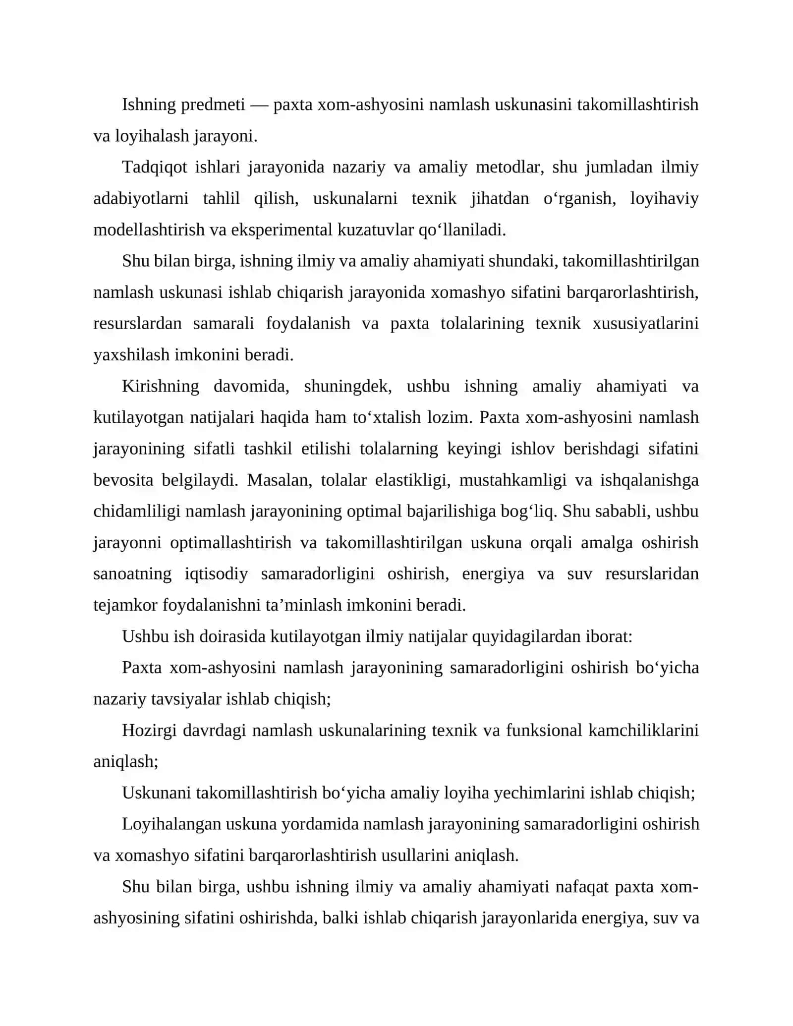 Paxta xom-ashyosini namlash uskunasini takomillashtirib loyihalash 3